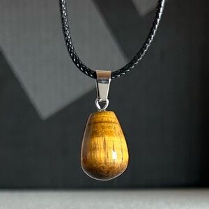 Tiger Eye Drop Pendant Natural Crystal Gemstone Necklace